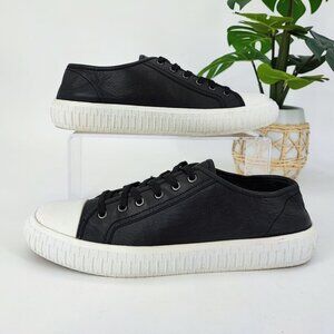 Eileen Fisher Woman's Nod Black Leather Fashion Sneakers Size 7.5